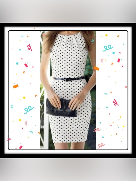 Chaps Dresses & Skirts - Dress - Chaps - white w/ black polka dots - size 14. Flattering. Pockets! Great